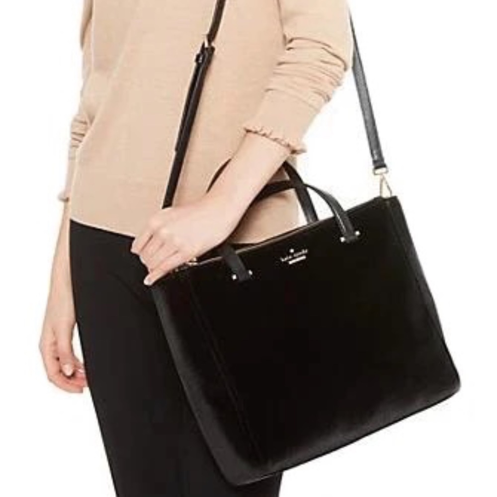 Kate Spade Dawn Place Kona Black Velvet Satchel Crossbody